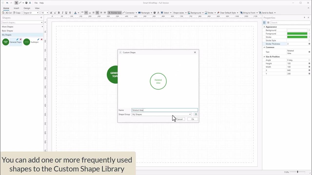 Preview of Custom Shapes Library in Smart MindMap